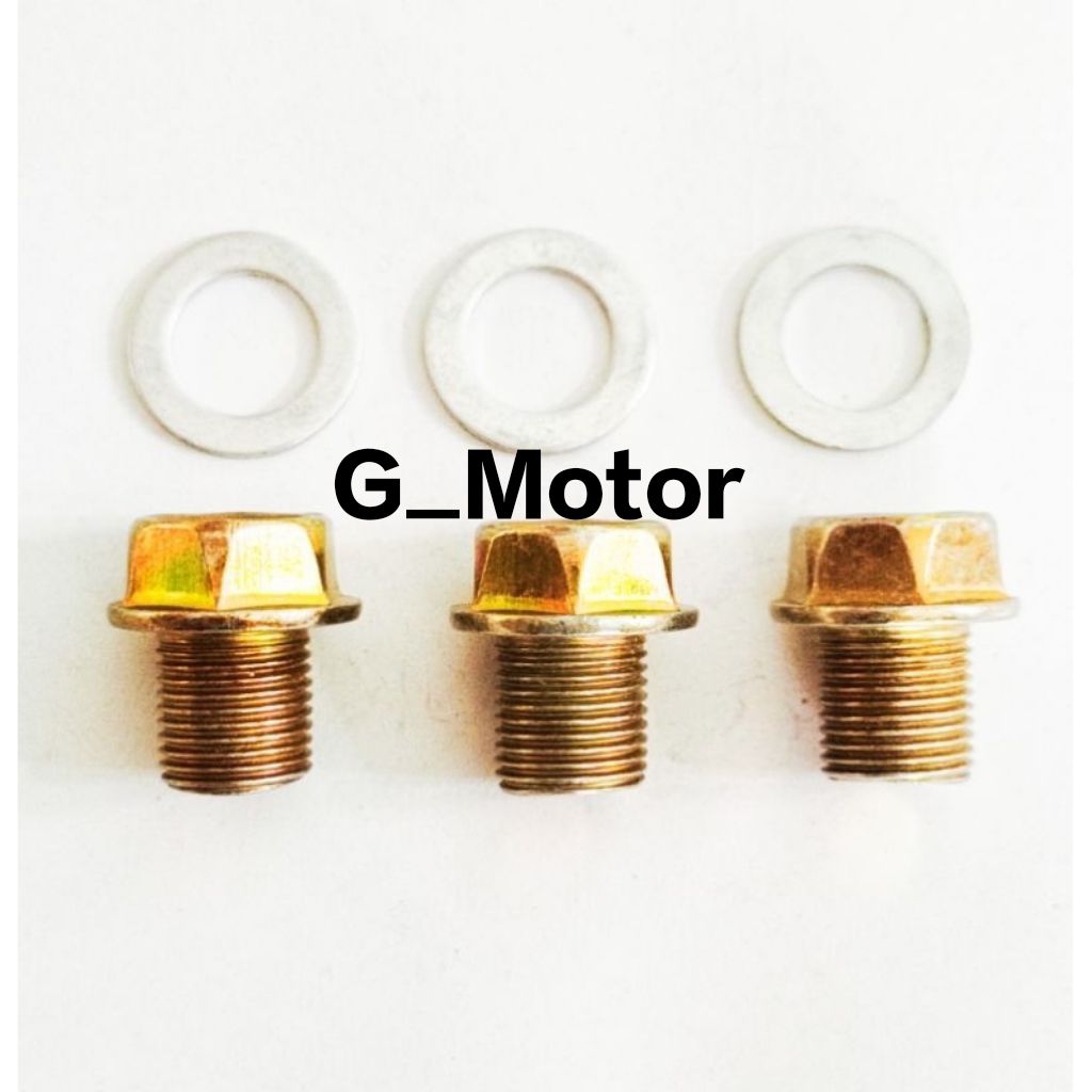 paket baut oli oversize motor baut 19 kunci 17 set ring alumunium Bisa juga untuk baut oli mobil Ava