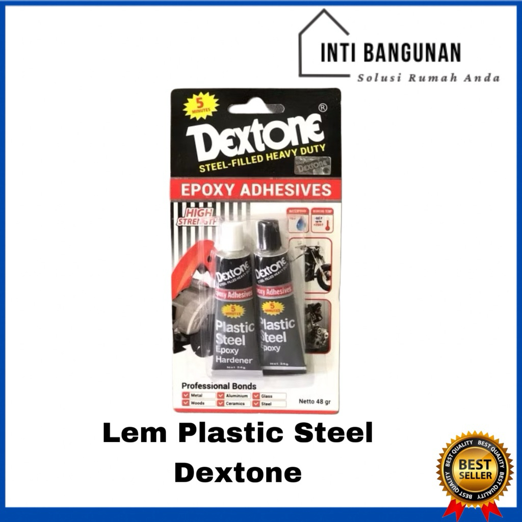 

Lem Dextone 5 Menit 48gr Plastic Steel / Lem Besi Hitam Putih