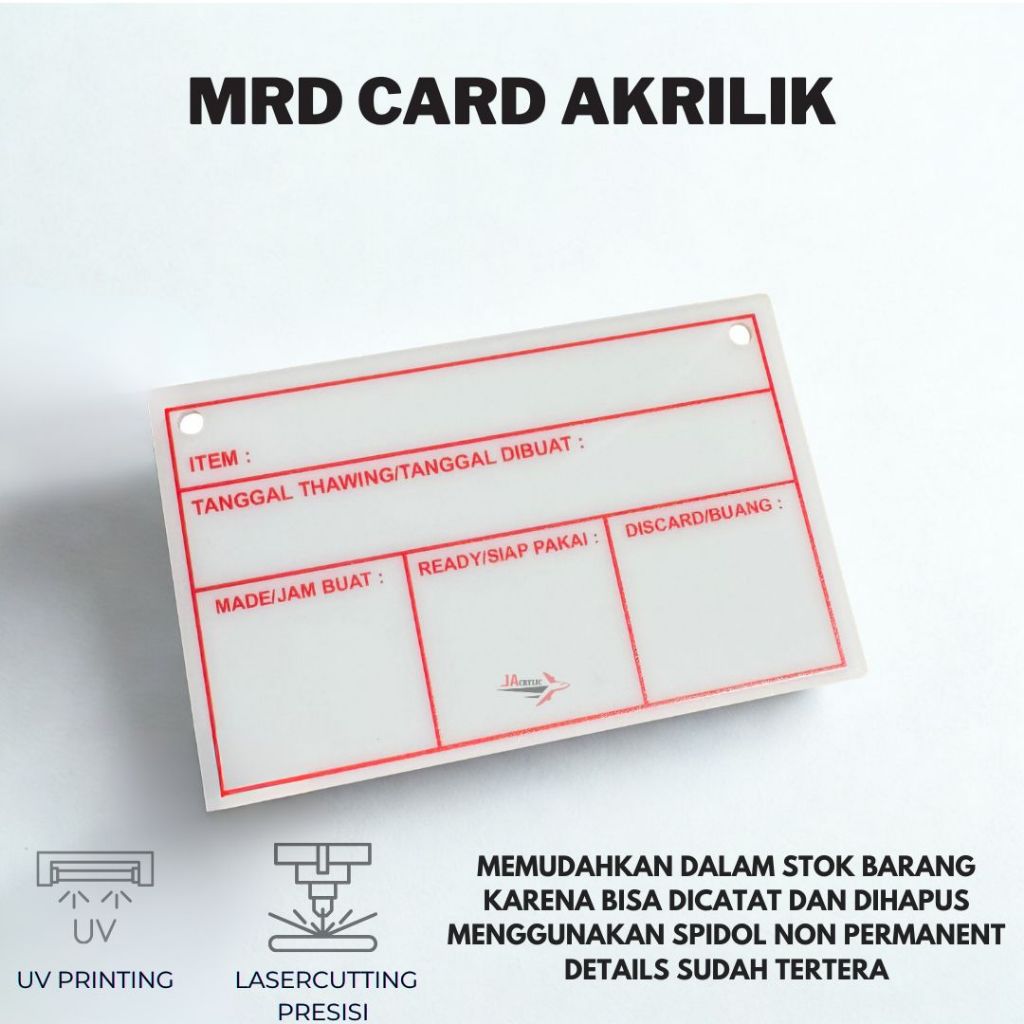 

MRD CARD / KARTU STOCK BARANG / KARTU STOCK OPNAME AKRILIK UV PRINTING PERMANENT