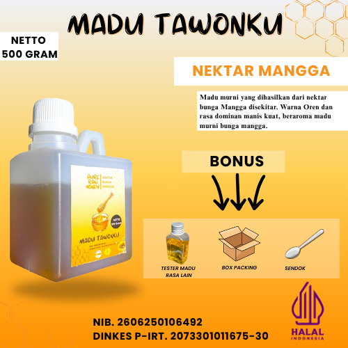 

Madu Murni 100% Asli Nektar Bungga Mangga 500 Gram Resmi Bersertifikat P-IRT