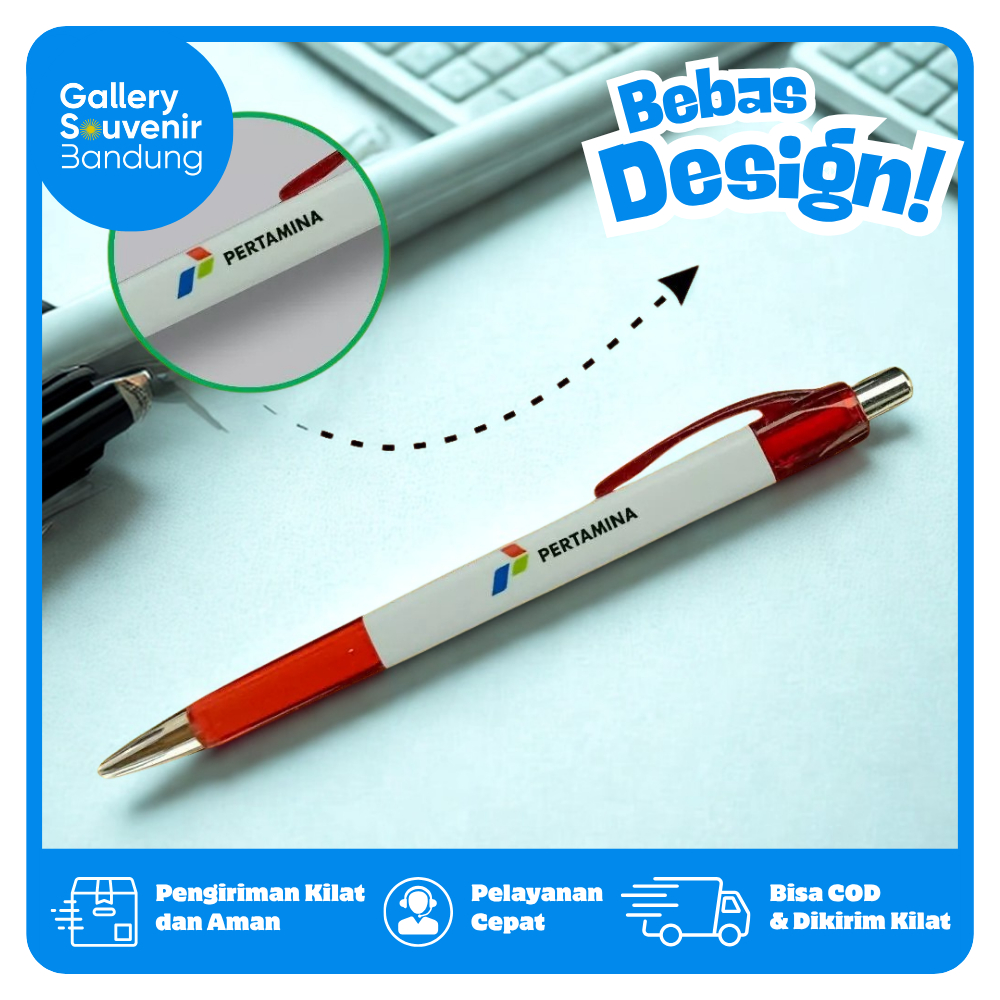 

(STIKER UV) Ballpoint bolpen pulpen pena Kotak Square Custom Desain STIKER UV Logo Nama Souvenir Acara Kantor Seminar Premium