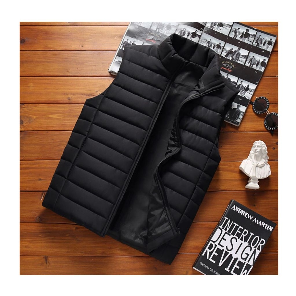 Rompi Pria Rompi Tahan Angin Jaket Pria Rompi Tanpa Lengan Jaket Musim Dingin Kasual Mantel Pria Kat