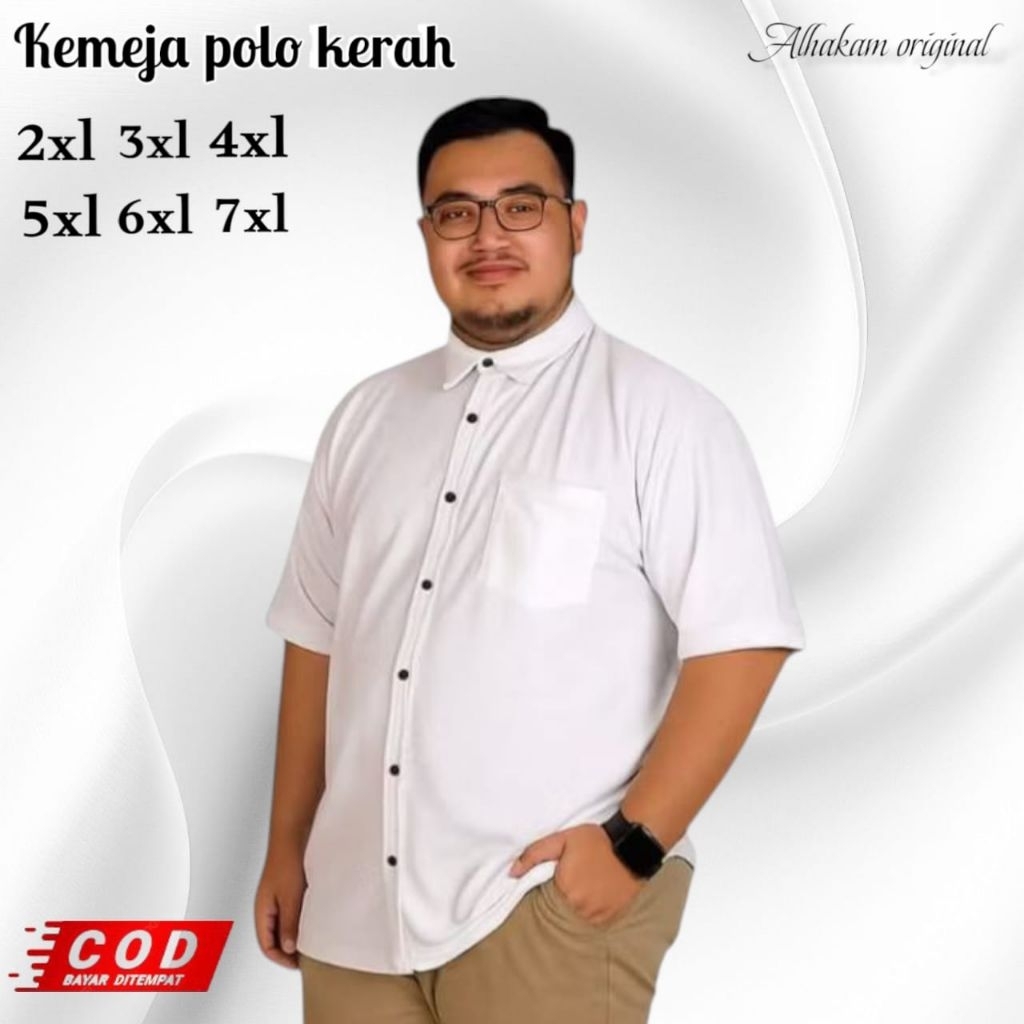 Kemeja Polo jumbo Pria xxl xxxxl Kemeja pique Big size 7xl 6xl 5xl