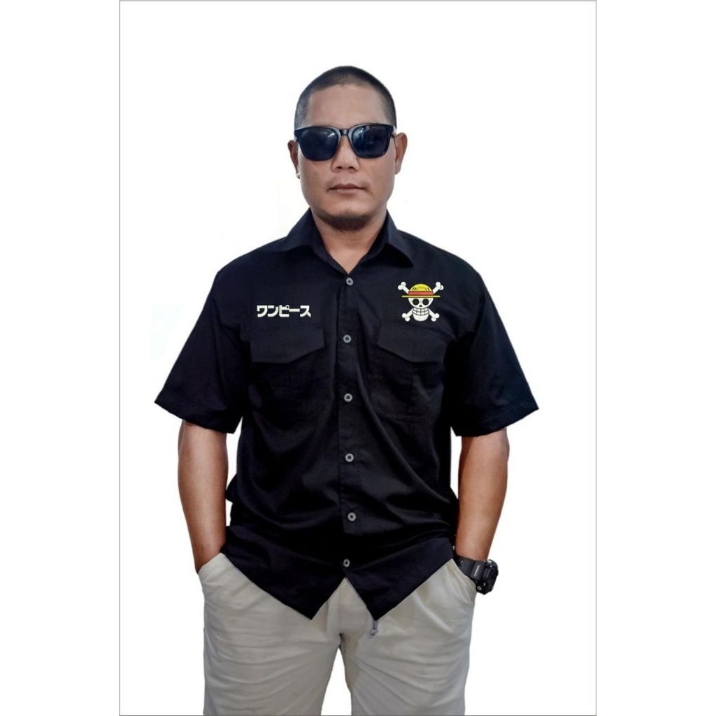 KEMEJA WORKSHIRT LUFFY ONE PIECE BORDIR KOMPUTER