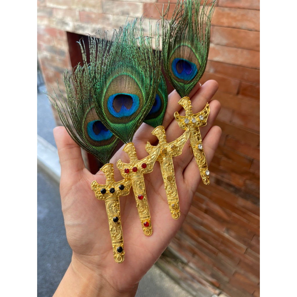 Keris Merak (bulu krishna) hiasan baju/ udeng