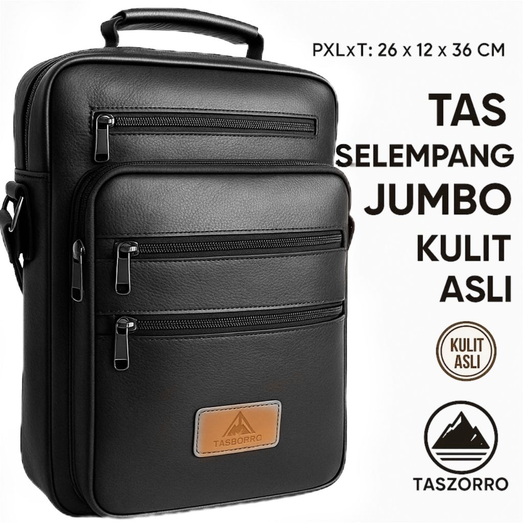 Tas laptop kulit asli banyak saku| Tas map kantoran size jumbo