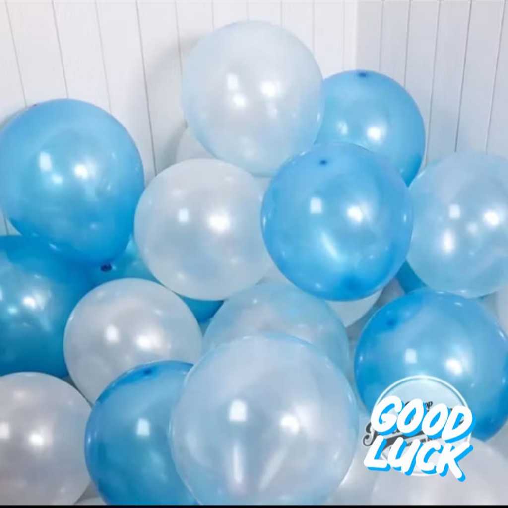 {Isi 30 Pcs} Mix Balon Metalik Biru Tua Biru Muda Putih / Balon Latex / Balon Metalik 12 Inch /