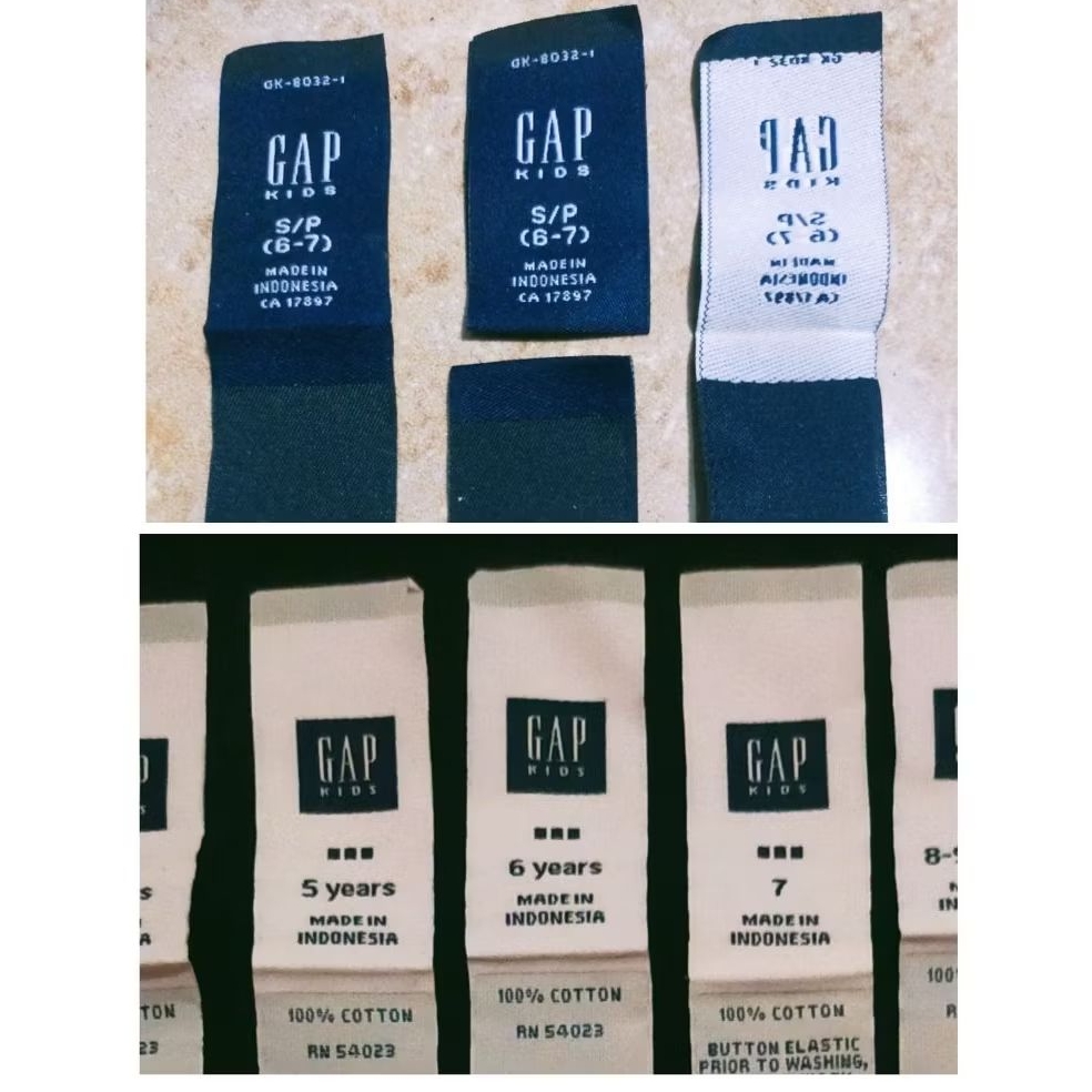 

label merek brand label (main size misc) tag GAP KIDS