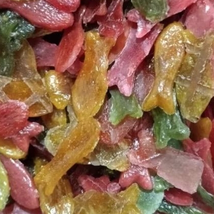 

kerupuk bentuk ikan mentah warna warni 250 gram