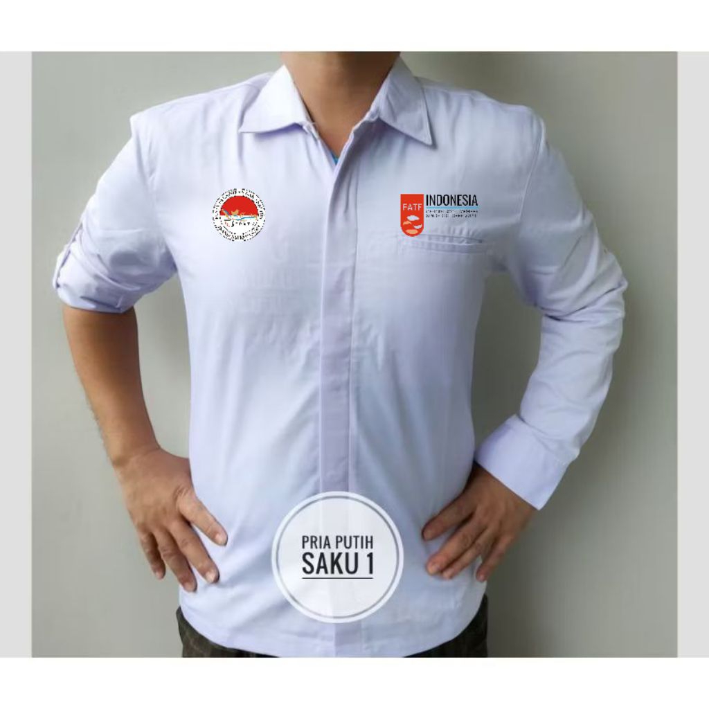 kemeja PPATK baju ppatk putih saku 1 lengan panjang