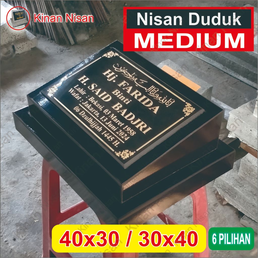 Batu Nisan Terlaris - Kepala Nisan Kijing Makam - Ukuran 30x40