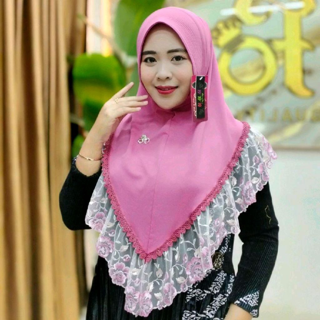 jilbab instan fo Amara renda mewah