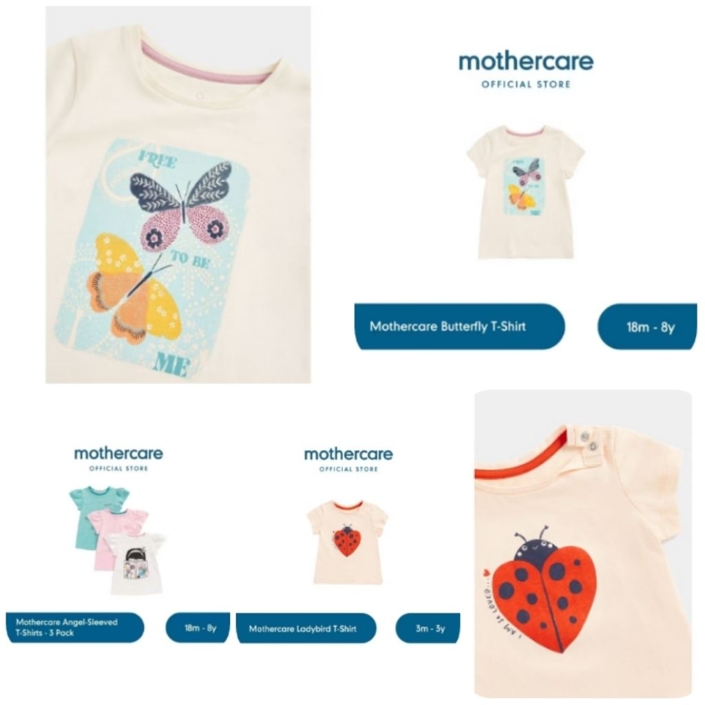 3PCS Set Tshirt Mothercare Sale, Kaos Mothercare, Tshirt MC, Atasan Mothercare, Kaos anak Perempuan