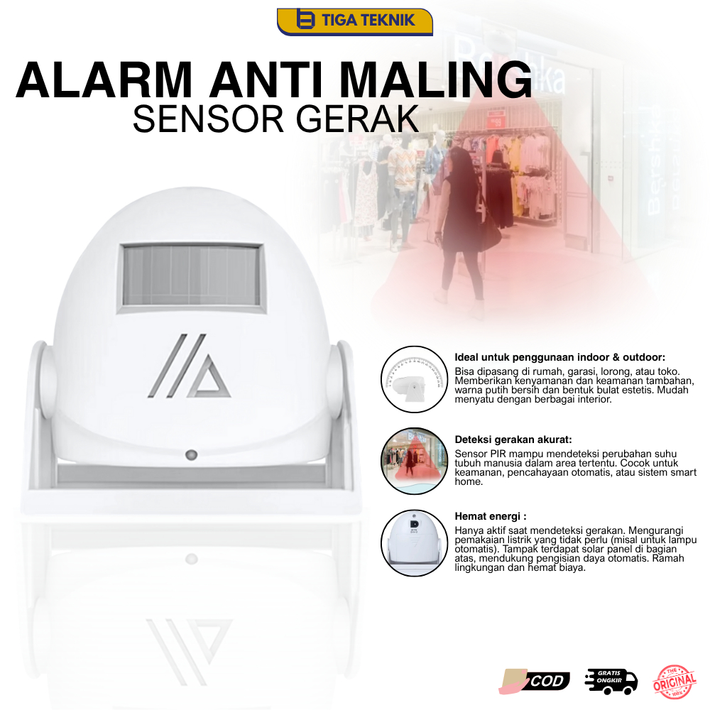 Bel Pintu Nirkabel Alarm Anti Maling, Toko Sensor Gerak Inframerah Bel Pintu