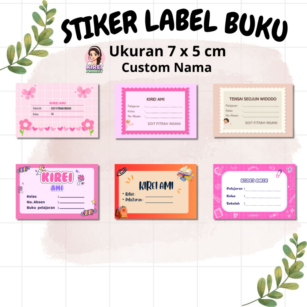 

Stiker Label Nama Buku Tulis Custom Nama Custom by Kirei Project