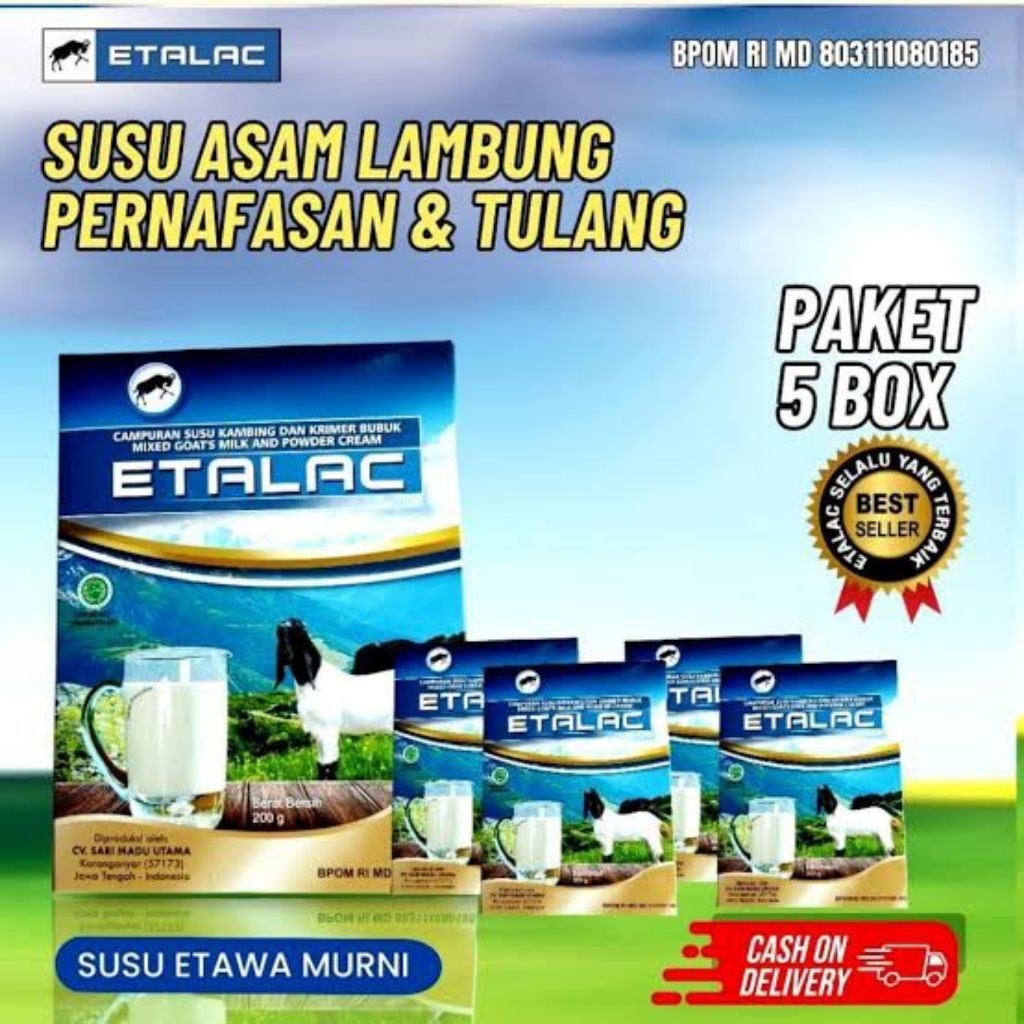 

Paket Sehat Susu Etawa – Cocok untuk Keluarga, Radakan Maag & GERD – BPOM HALAL (PAKET 5 BOX)