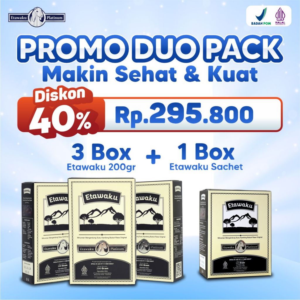 

[ PROMO ] Etawaku Bundling 3 Box Free 1 Box Etawaku Sachet Original - Susu Etawa Bubuk Atasi Masalah Pernapasan Sesak Nafas Asma Bronkhitis dan Paru Paru