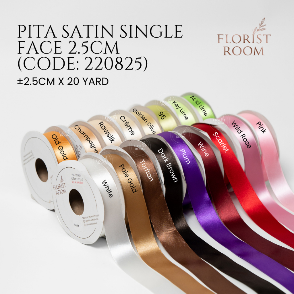 

Pita Satin Single Face 2.5cm 220825 ±2.5cm x 10yard - Ribbon - Dekor - Wedding - Hampers
