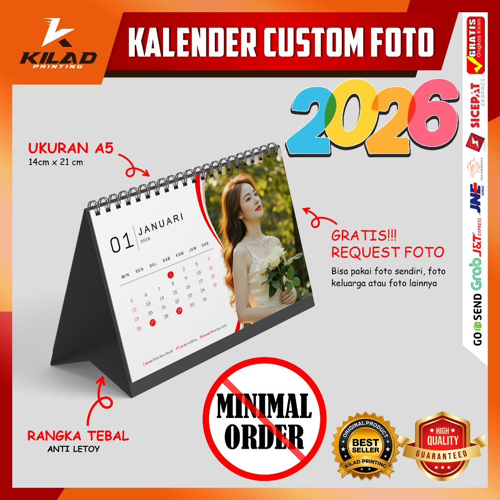 

Souvenir Kalender Meja A5 2026 Murah Bisa Custom Gambar. Tanpa Minimal Order