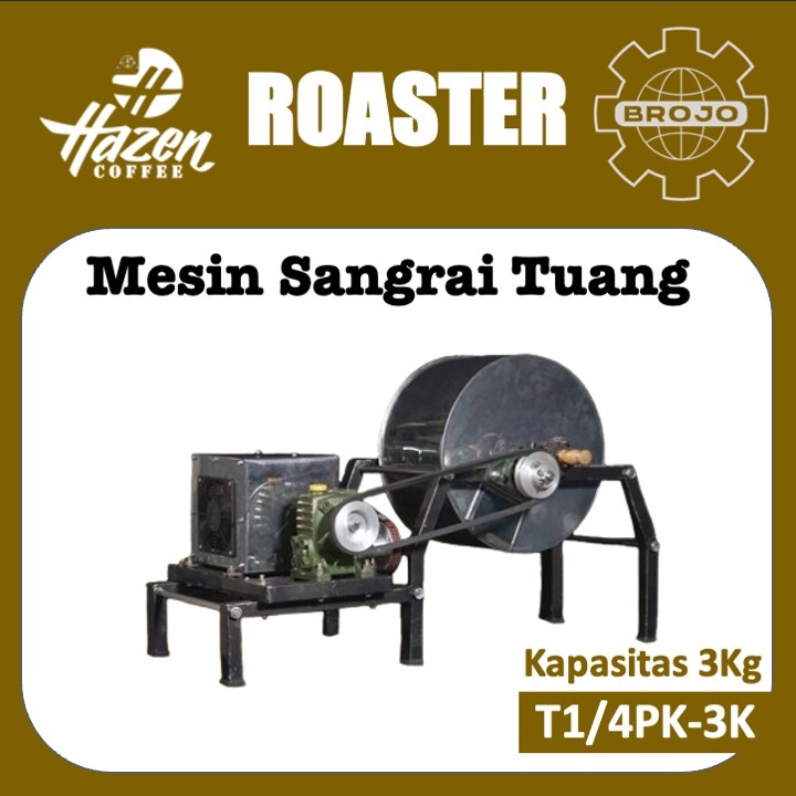 Coffee Roaster Sangrai Kopi & Kacang Penggerak Dinamo Listrik 135Watt Kapasitas 3Kg & 5Kg by HAZEN