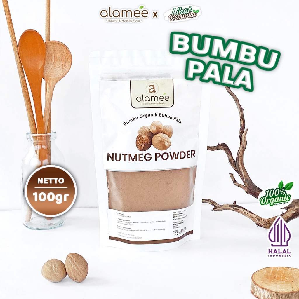 

ALAMEE Bumbu Dapur Pala Bubuk Nutmeg Seasoning Powder Rempah Murni Asli Organik 100g LIHAT KEBUNKU