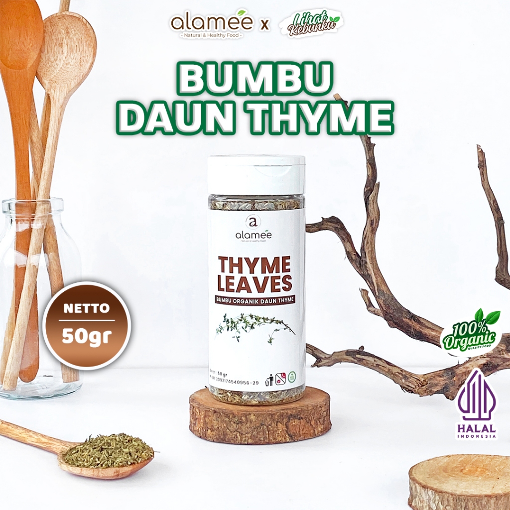 

ALAMEE Thyme Kering Daun Timi Bumbu Dapur Organik Garnish Dried Leaves Murni Asli 50g LIHAT KEBUNKU