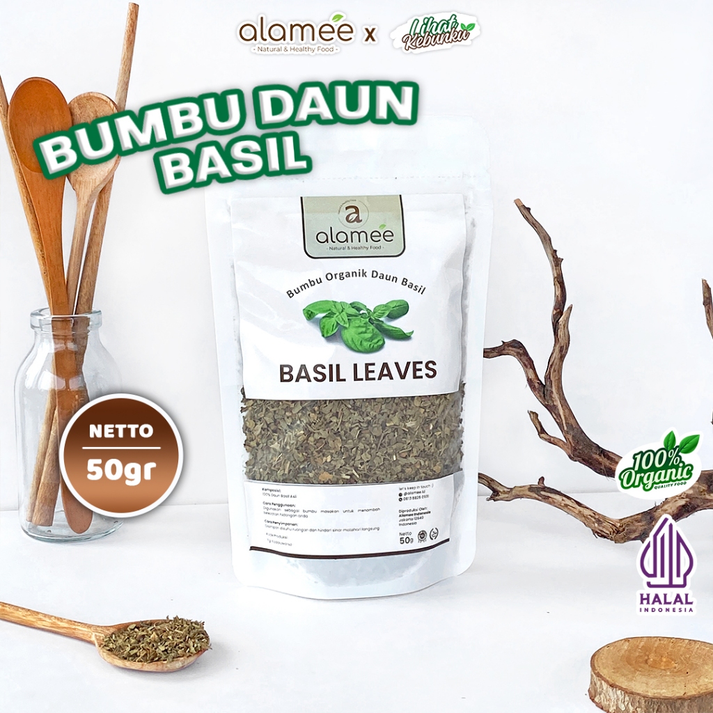 

ALAMEE Basil Kering Bumbu Dapur Dried Leaf Murni Asli Tanpa Campuran Organik 50 Gram LIHAT KEBUNKU