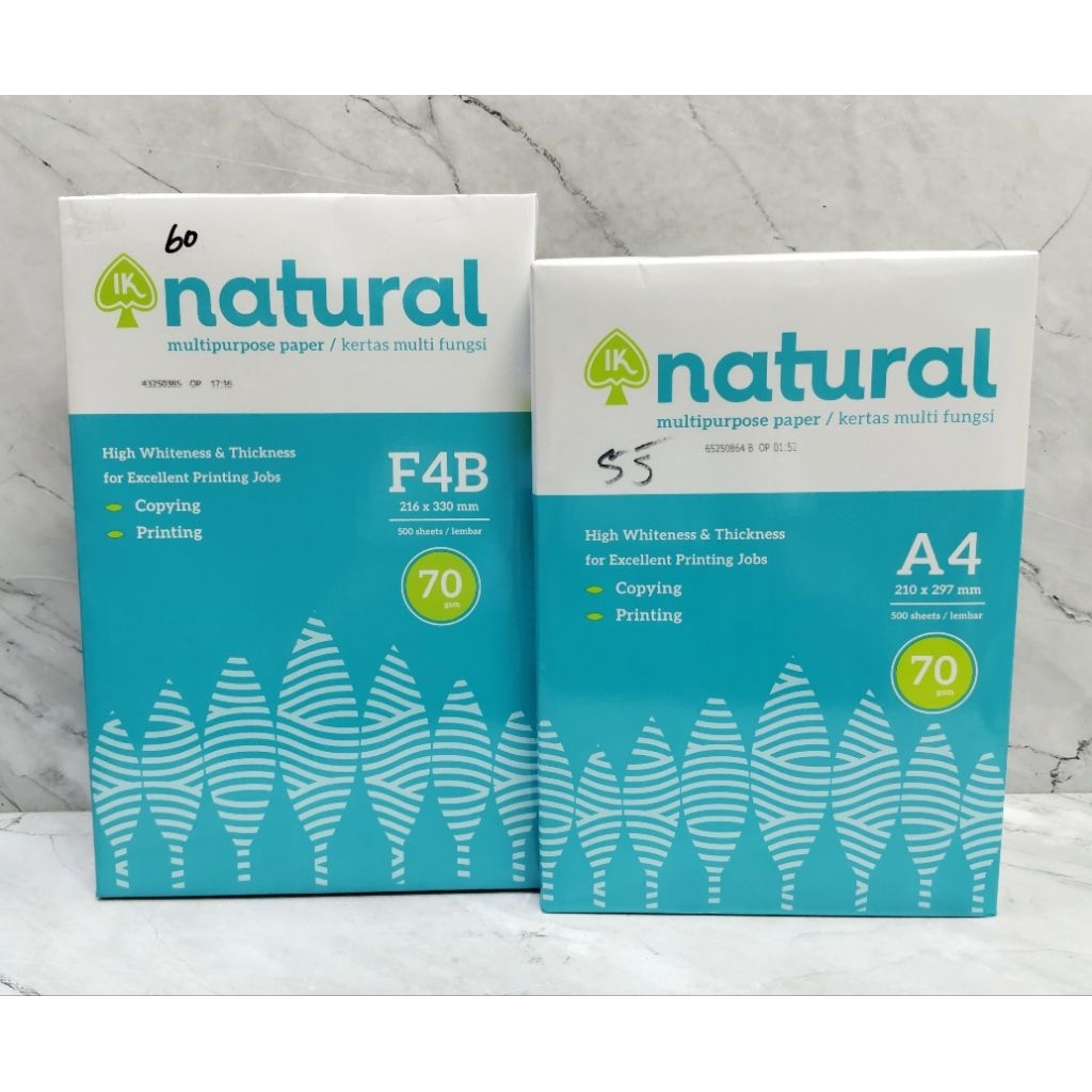 

KERTAS HVS NATURAL A4 & F4B / KERTAS PRINT / KERTAS MULTIFUNGSI - NATURAL