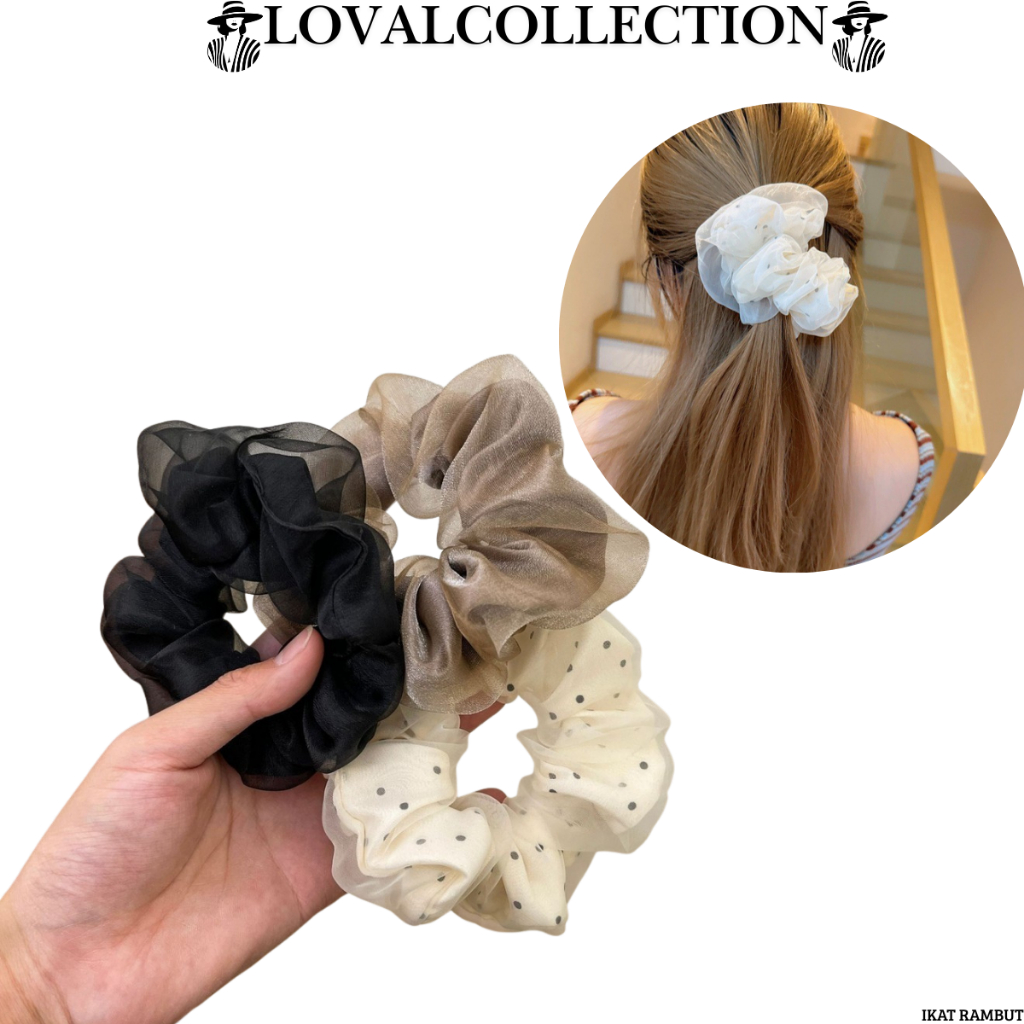 LC IKAT RAMBUT H960 AKSESORIS RAMBUT TILE CEPOL ORGANZA MINI KUNCIRAN RAMBUT CANTIK SCRUNCHIE MOTIF 