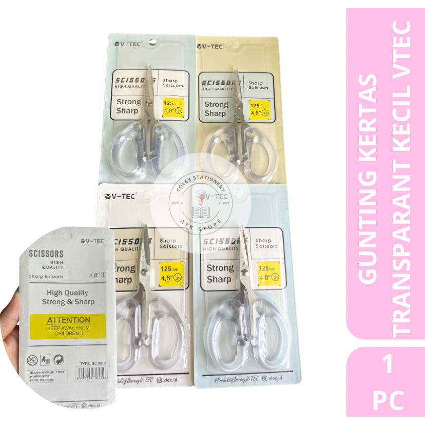 

[1 PC] Gunting Kertas Tajam Transparant Aesthetic / Gunting Kertas Ukuran Kecil 125mm Vtec