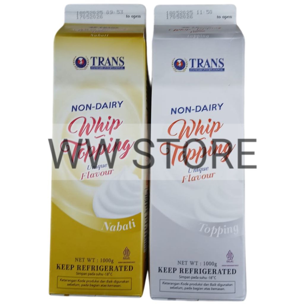 

TRANS NON - DAIRY Whip Topping Unique Flavour Topping / Nabati 1000g