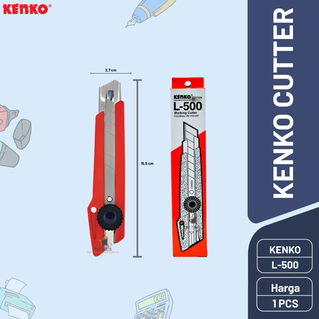 

KENKO CUTTER / Pisau Pemotong Kertas L-500 (18mm Blade) CUTTER TAJAM