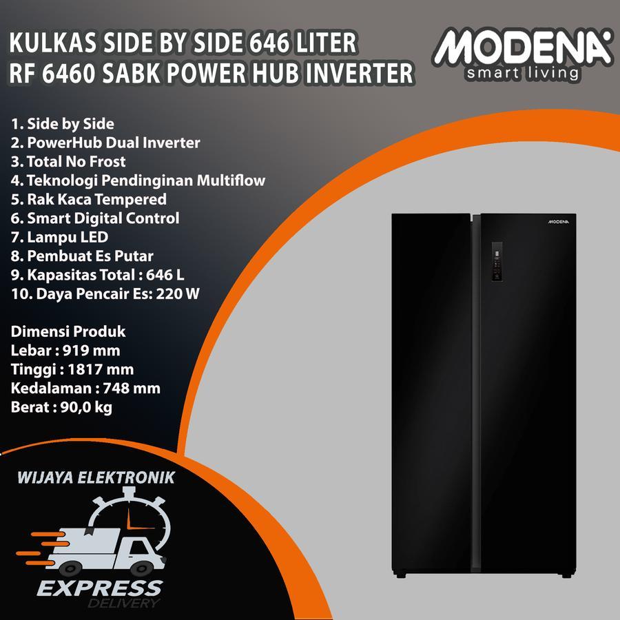 MODENA RF 6460 SABK - Modena Kulkas Side by Side 646 Liter RF6460SABK / Kulkas Modena