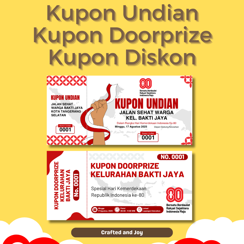 [CUSTOM] Kupon Undian Doorprize, Kupon Diskon, Kupon Promo, 17an, Kemerdekaan, Jalan Santai