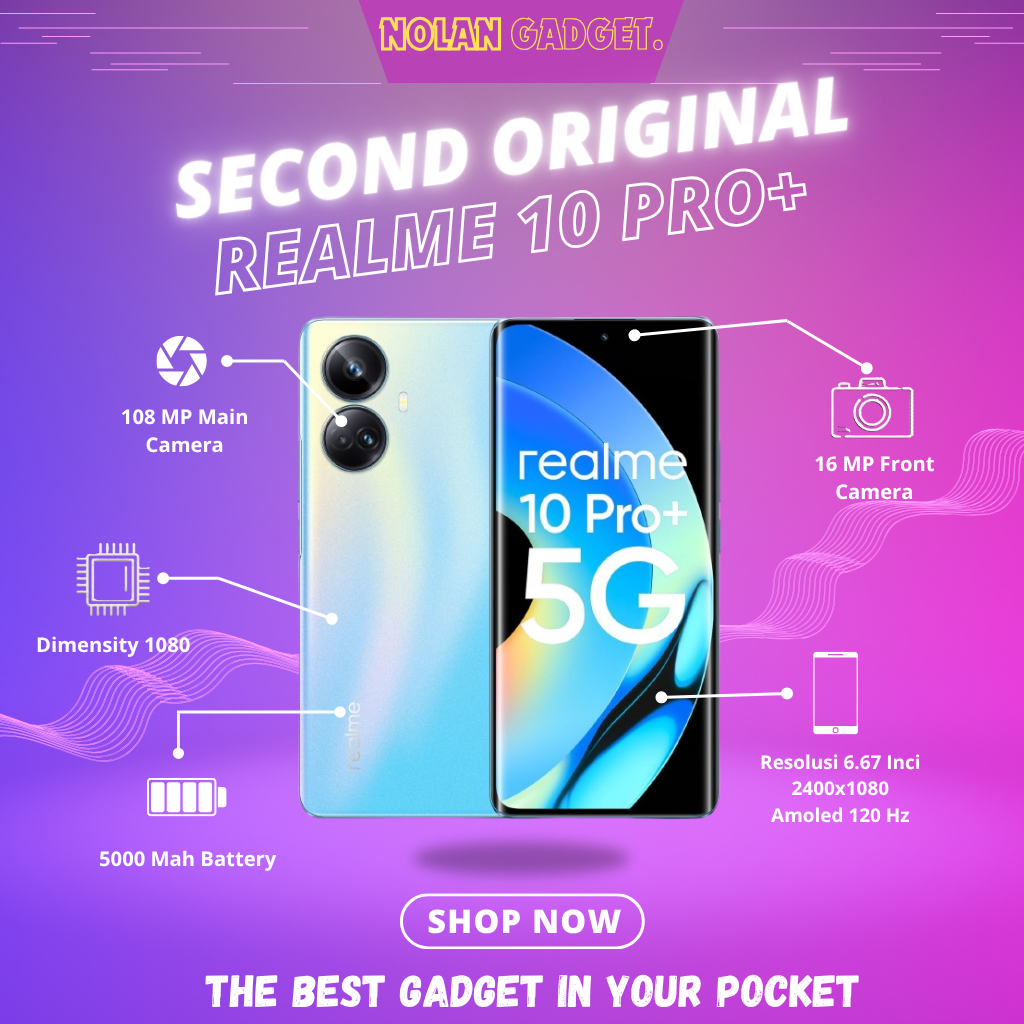 REALME 10 PRO + PLUS  5G RAM • 8/128 • 12/256 GB BERGARANSI RESMI INDONESIA FULLSET SECOND NOLAN GAD