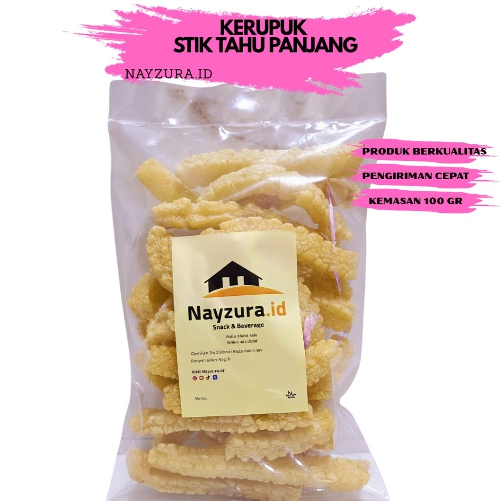 

Nayzura.id - Kerupuk Stik Tahu Rambak 1 Pack Berat 100 gram, Untuk makan dan cemilan
