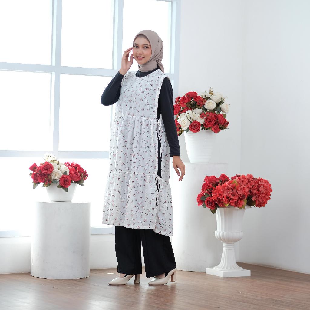 ADBL.CLO - SETELAN ALINA VEST + KAOS RIB POLOS / VEST TUNIK MOTIF / TUNIK ROMPI OUTER / KAOS RIB POL