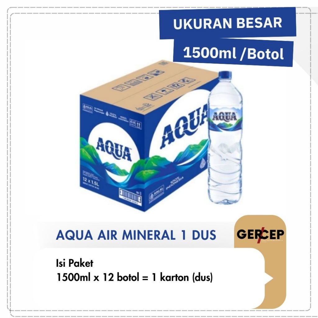 

AQUA Besar 1500ml 1 Dus / Air Mineral 1.5L Botol