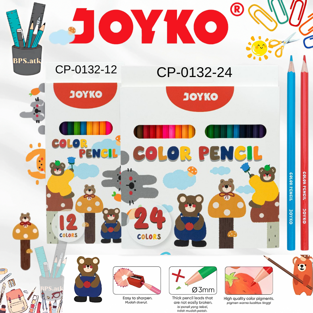 

JOYKO Color Pencil / Pensil Warna CP-0132 12 Warna & 24 Warna Terbaru