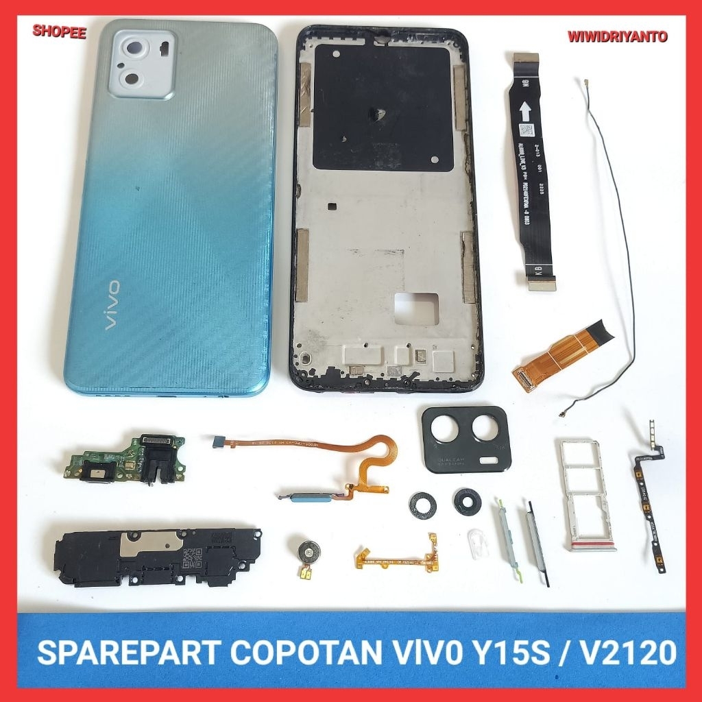 SPAREPART CABUTAN VIVO Y15S V2120 SECOND ORIGINAL  VIBRATE  KACA LAMPU FLASH  KACA KAMERA  SIMTRAY  