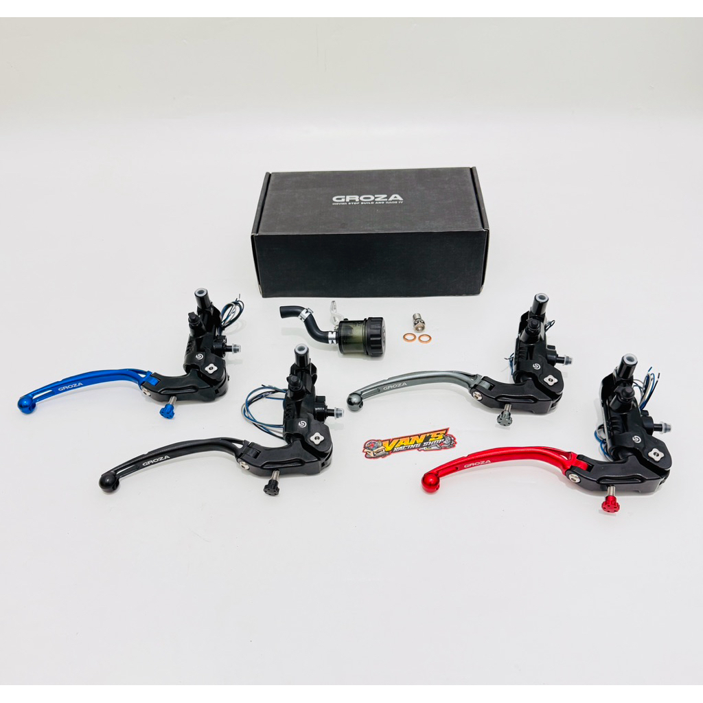 MASTER REM DEPAN ATAS HANASITA GROZA 16 MM  16MM PETAK KANAN MERAH BIRU GREY HITAM CNC BILLED RADIAL