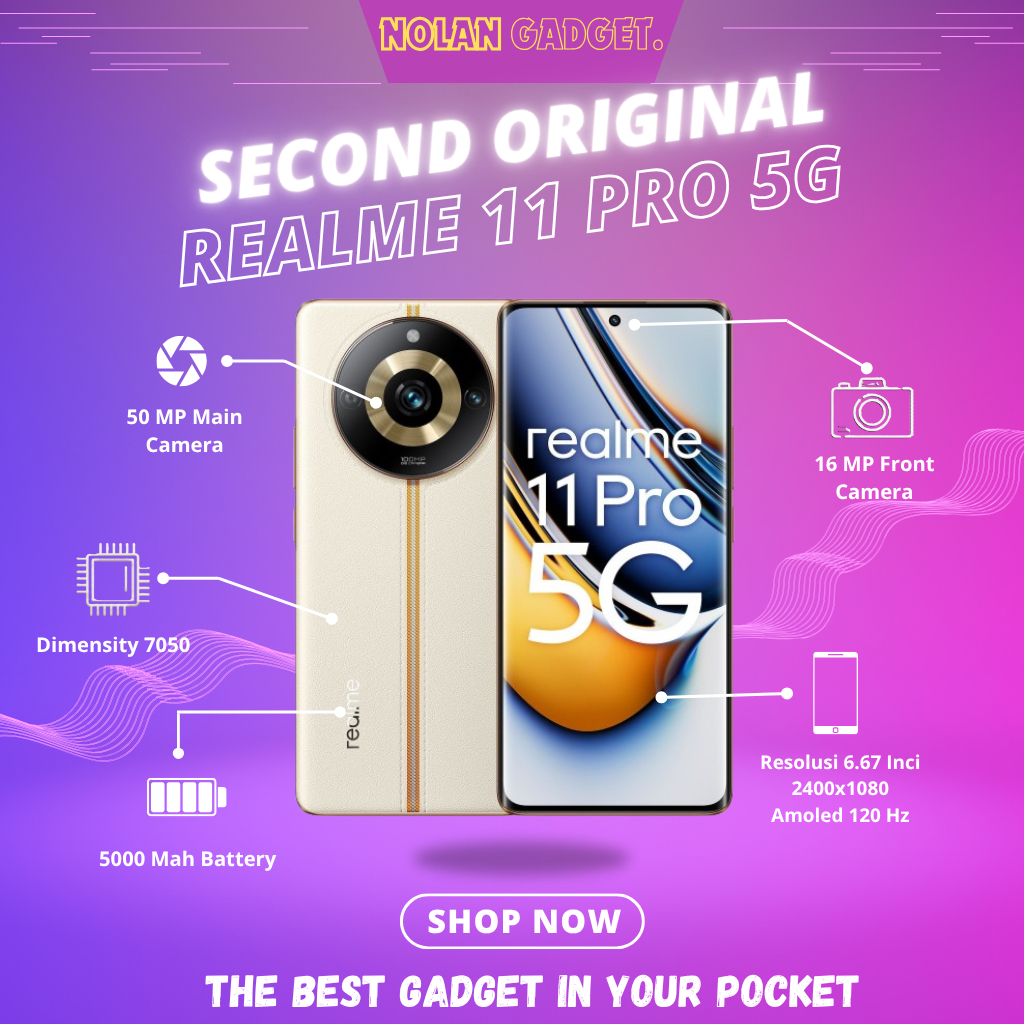 REALME 11 PRO 5G RAM • 8/256 GB • BERGARANSI RESMI INDONESIA FULLSET SECOND NOLAN GADGET