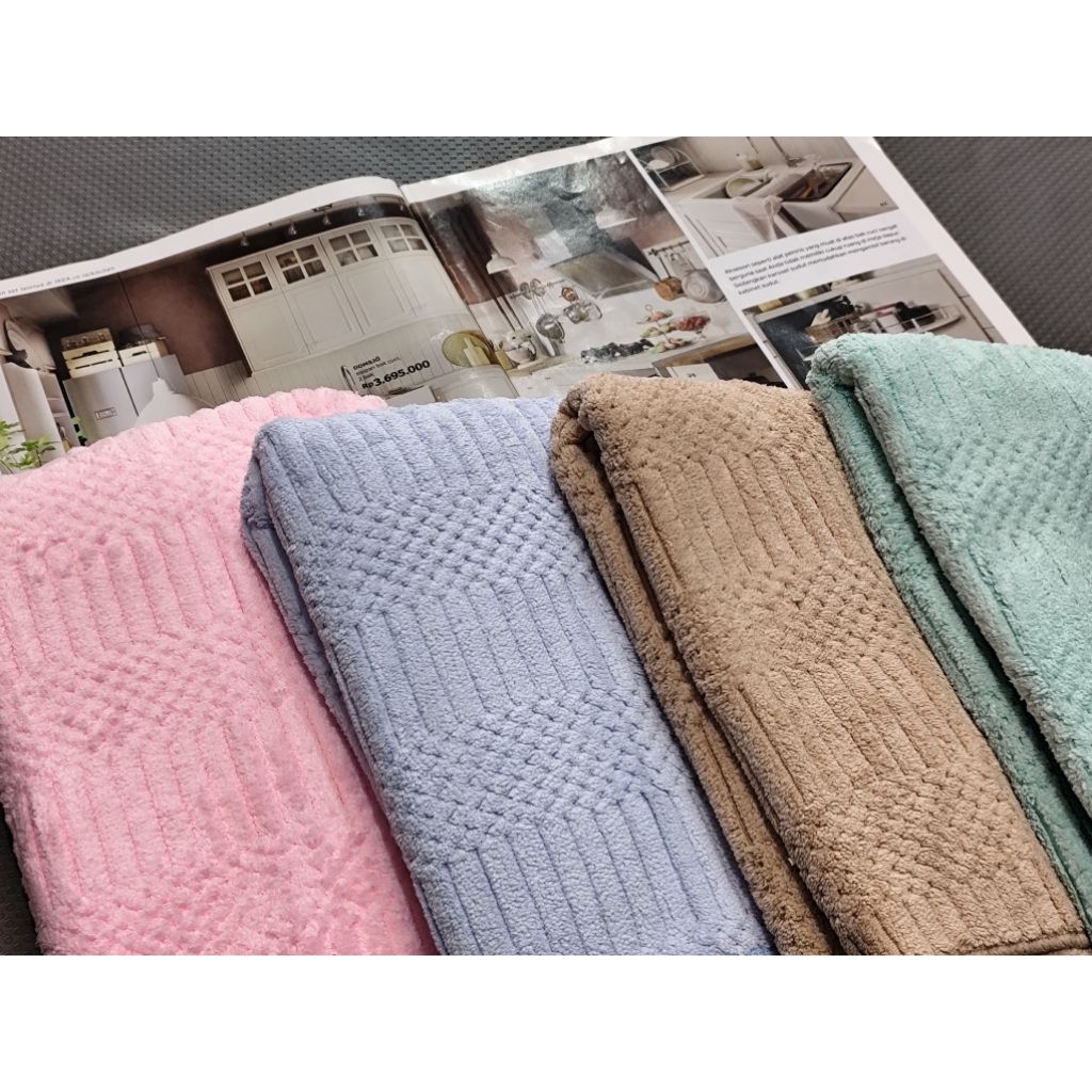 TERACOTTA19 -.Handuk mandi DIXON Microfiber Polos  Emboss Bayi/Dewasa/Souvenir DIXON 50x100/60x120/7