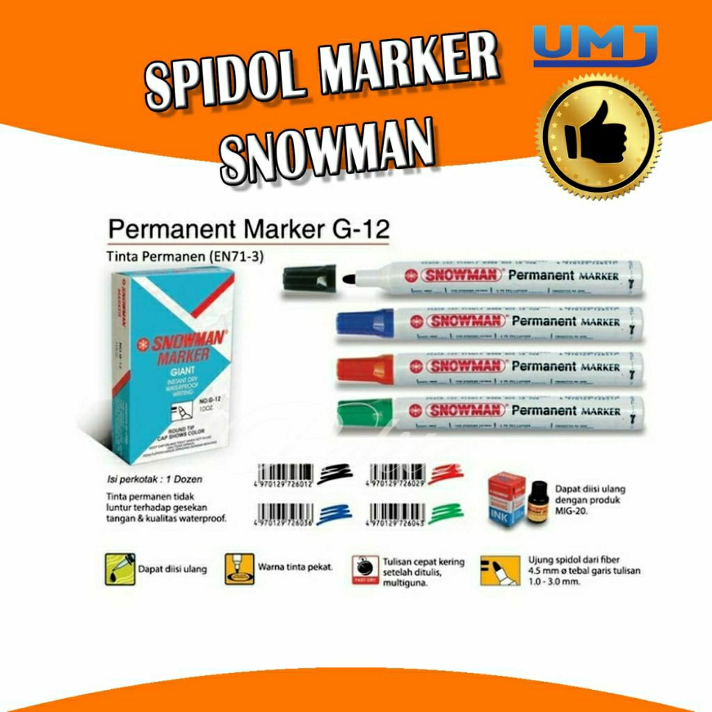 

Spidol marker merk Snowman G 12