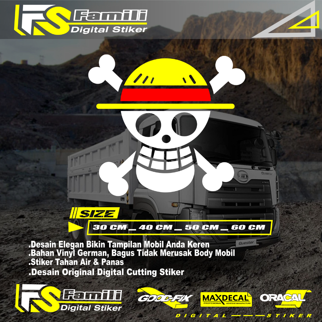 Stiker Cutting Mobil Truck Pick Up variasi kaca Depan Samping Body Samping kabin Kata Kata One Piece
