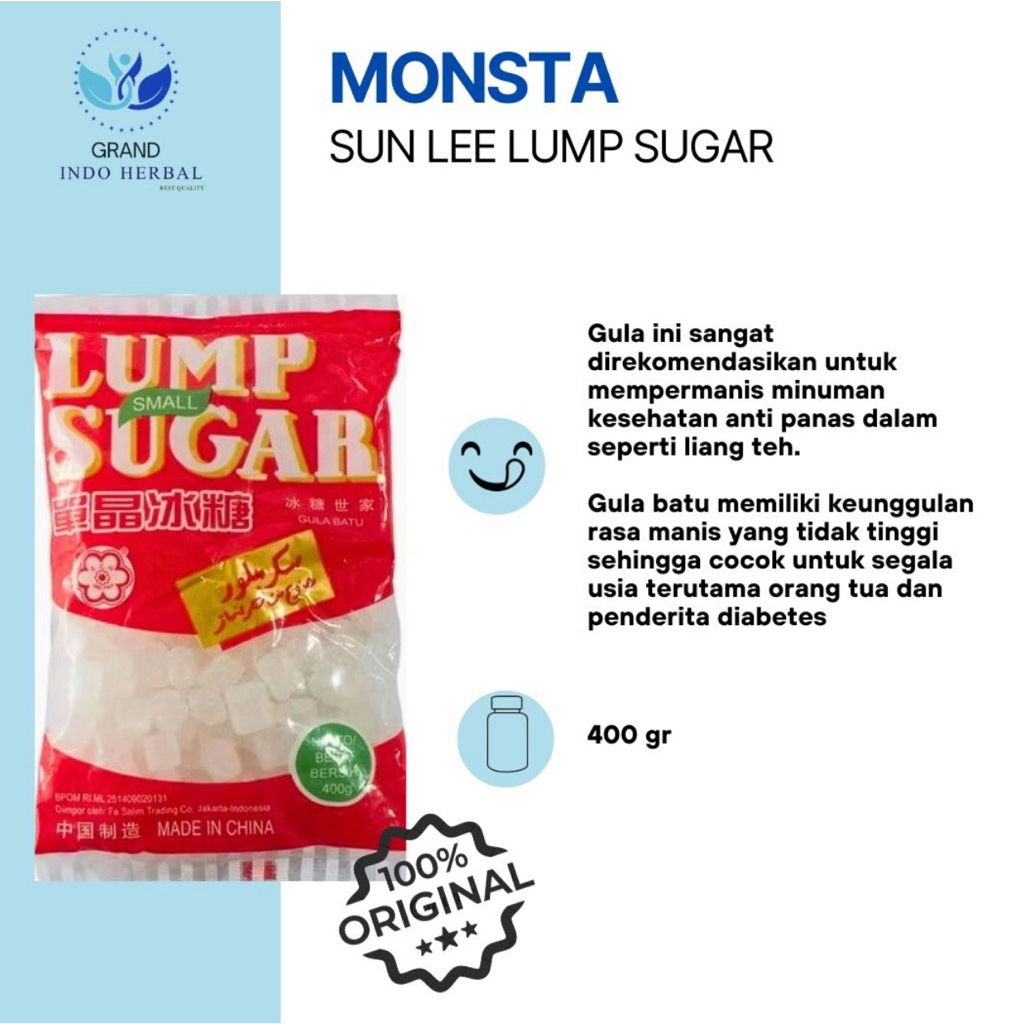 

MONSTA LUMP SUGAR 400 GRAM/GULA BATU/ROCK CANDY/ROCKNSUGAR
