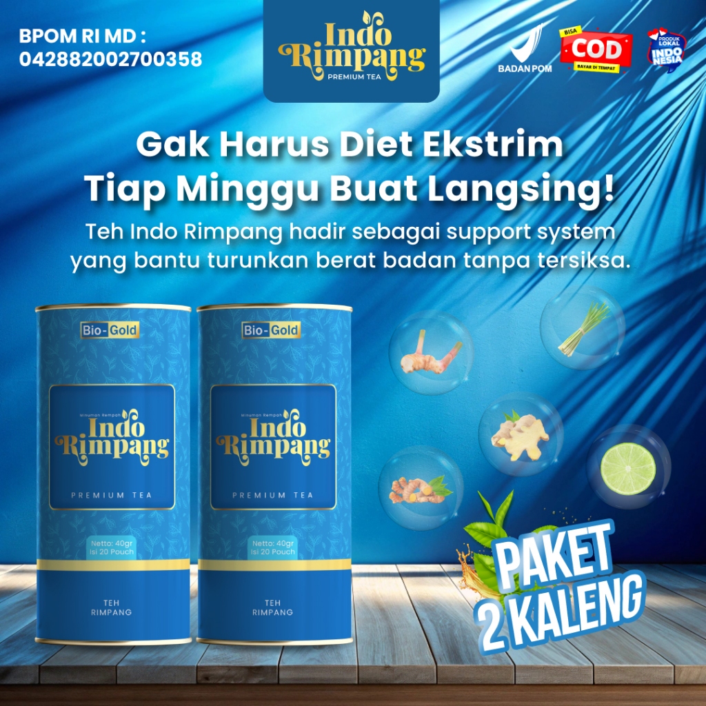 

Teh Indo Rimpang Bio Gold - Rahasia Detox Alami Untuk Membantu Menurunkan Berat Badan dengan Rempah-Rempah Jahe Kunyit Lengkuas Sereh & Jeruk Nipis