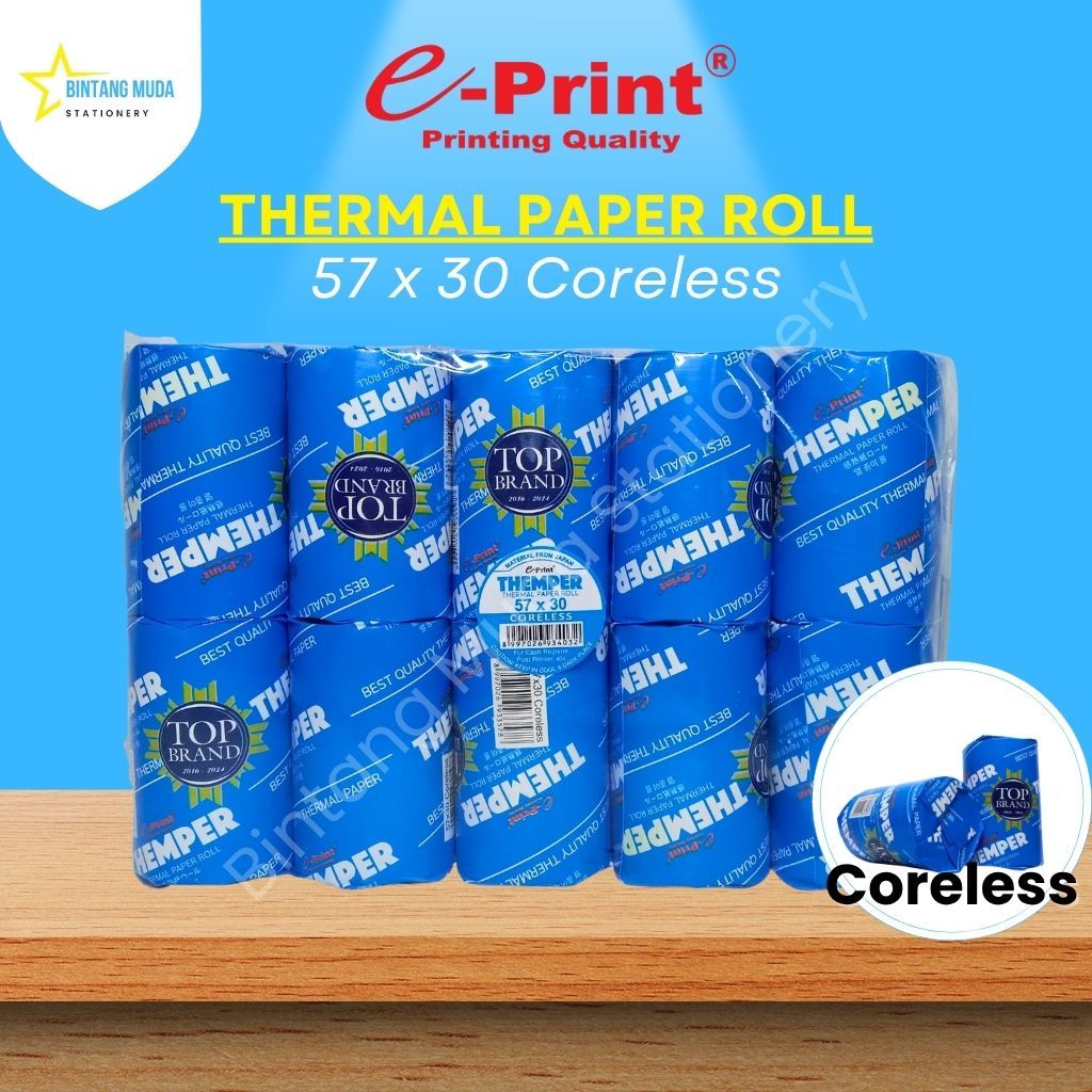 

Kertas Thermal 57x30 Coreless e-Print | Thermal Paper Roll | Themper | Thermal 57x30 | Thermal 57x30 e-Print | Kertas Thermal 58mm | Kertas Struk Kasir | Kertas Thermal Struk | e-Print