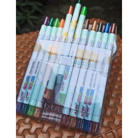 

crayon putar panjang anak lengkap 12 warna anti kotor dan patah