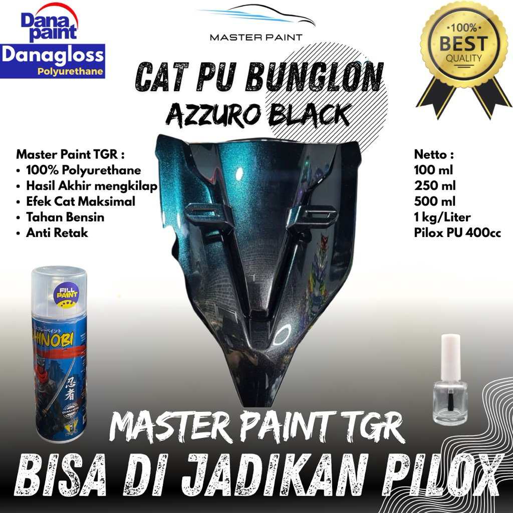 ( BISA DIJADIKAN PILOX ) Cat PU Bunglon Azzuro Black | Cat Bunglon Hitam efek Tosca Silver